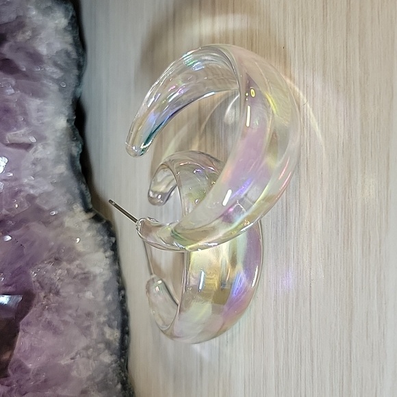 Holograph Bubble Hoop Earrings - Picture 8 of 9